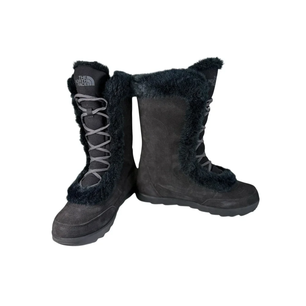 The North Face Nuptse Purna boots Dark Brown suede Women's No Size Fits 9 No Box